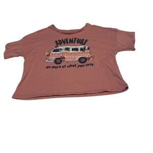 Wonder Nation Girls T Shirt Rose Pink Adventure Van Graphic Tee Size L 10 12